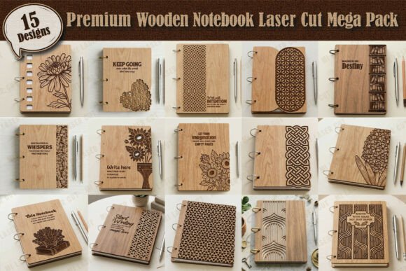 Download Premium Wooden Notebook Cover Mega Pack - Book Collection