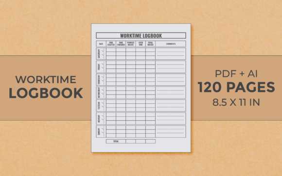 Download Worktime Logbook Editable Kdp Interior - Book Collection