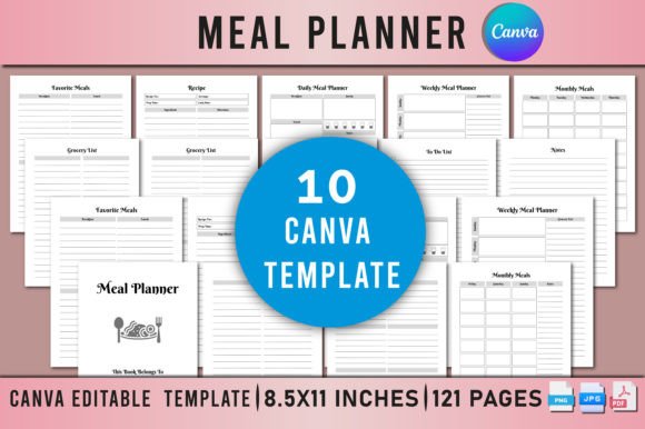 Download Editable Meal Planner Bundle for Canva - Premium Bundle