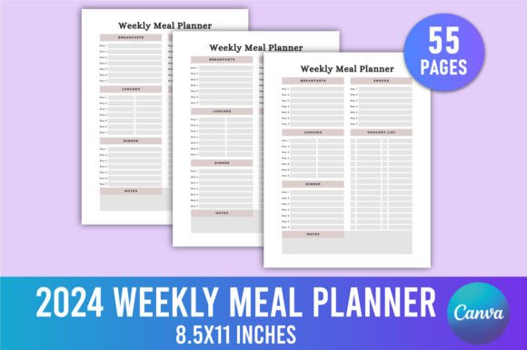 Download Editable 2024 Weekly Meal Planner Canva - Premium Resources