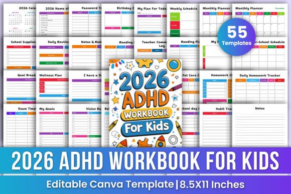 Download 2026 ADHD Workbook for Kids Canva Kdp - Book Collection