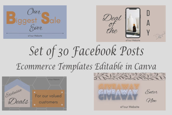 Download Facebook Templates Canva Set of 30 - Book Collection