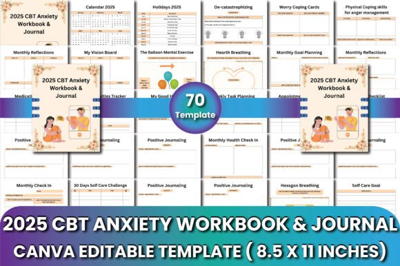 Download 2025 CBT Anxiety Workbook &amp; Journal - Book Collection