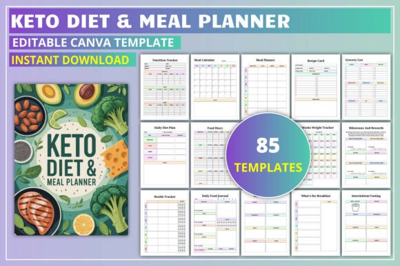 Download Editable Keto Diet &amp; Meal Planner - Premium Bundle