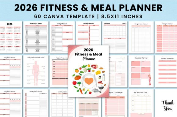Download 2026 Fitness &amp; Meal Planner for KDP - Premium Resources